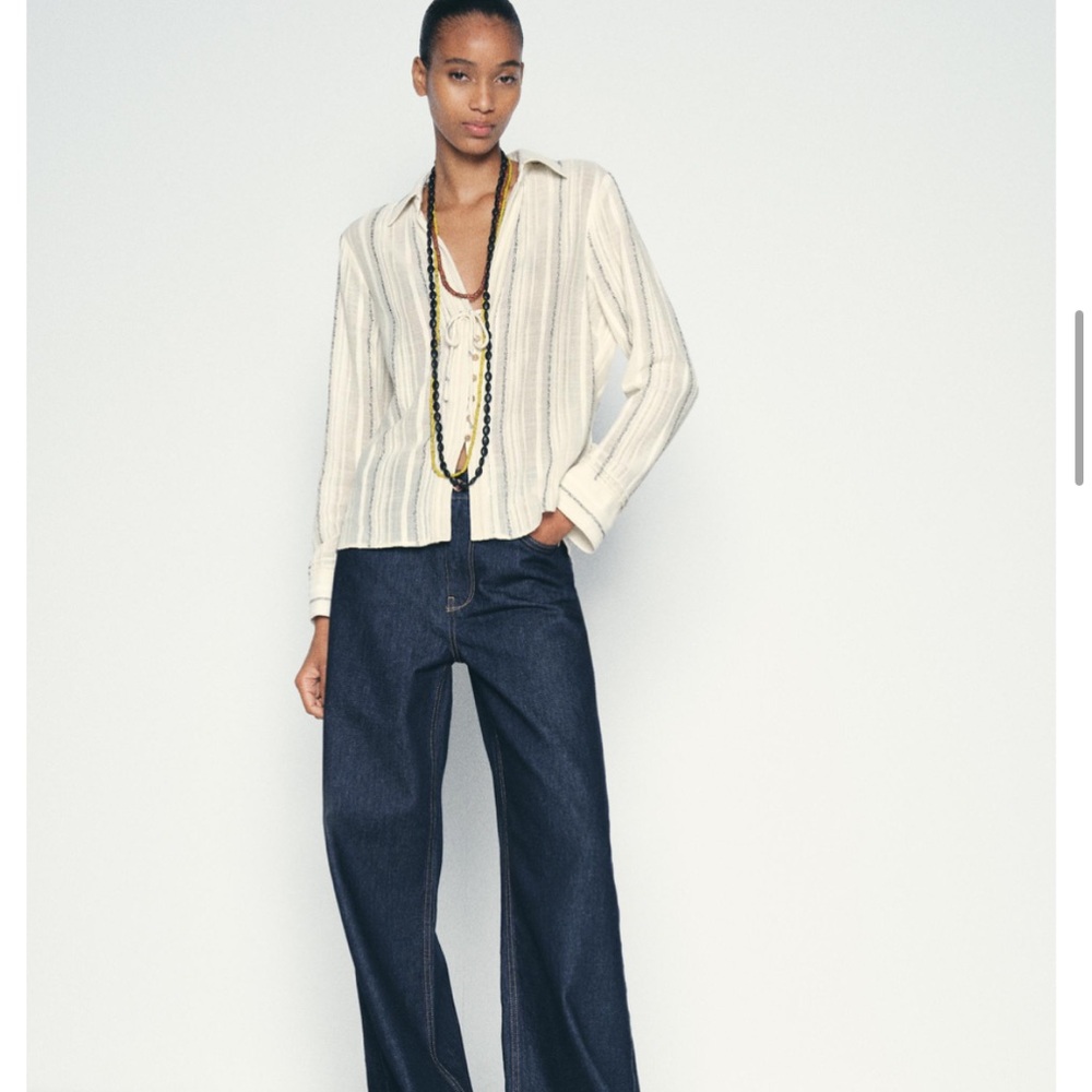 Zara Cream Striped Blouse